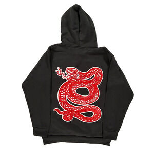 Rebel Vengeance Hoodie Size XL Red Black Felt Snake Logo